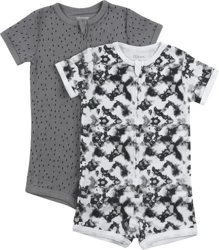 Hanes Mameluco de manga corta con cremallera para niños y niñas, paquete de 2
