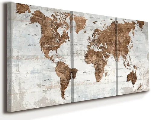 Lienzo decorativo para pared de oficina, mapa del mundo, motivacional, decoración de pared, sala de estar, cuadros vintage para comedor, hogar,