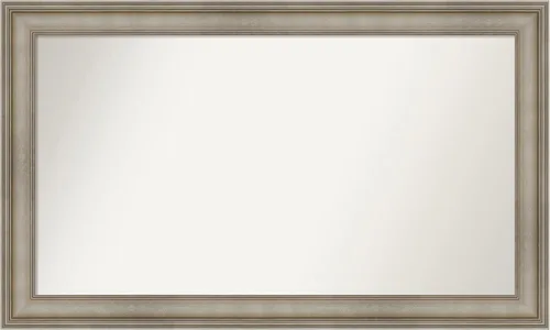 Miniatura 342 de Amanti Art Espejo de baño plateado para sobre el fregadero, 26 x 26 pulgadas, espejo cuadrado de plata antigua, marco de madera tradicional mediano
