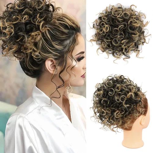 Miniatura 17 de Lommel Pieza de cabello desordenado, moño rizado, ondulado suelto, pieza de cabello con cordón elástico, moño desordenado, extensión de cola