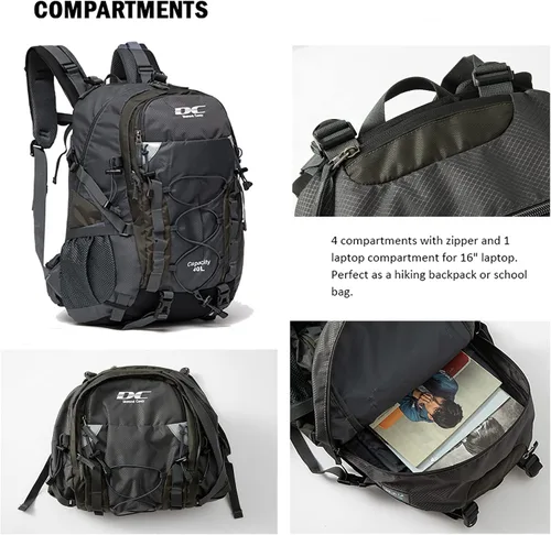 Miniatura 4 de Diamond Candy Mochila de Senderismo Impermeable para Hombres y Mujeres, Mochila Ligera de Día para Viajes y Campamento Waterproof Gris