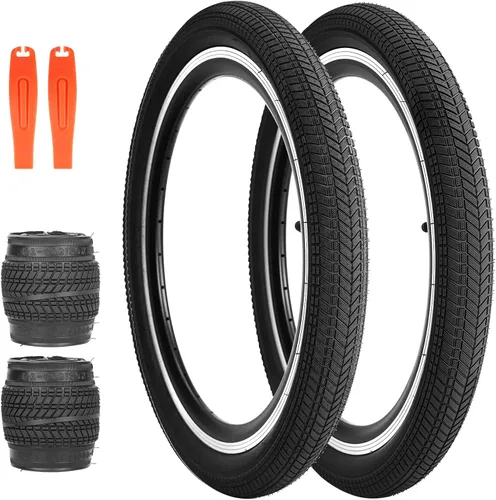 Miniatura 12 de Neumático de bicicleta de 14, 16, 20, 24, 26 x 2.125, paquete de 2 neumáticos de bicicleta para niños, neumáticos de repuesto plegables para la Rojo