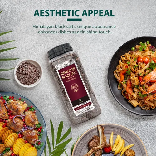 Miniatura 9 de Soeos Sal Negra del Himalaya, Grano Grueso, 2.4 Libras (39 Oz), Sin Gluten, Enriquecida con Minerales Naturales, Sabor Natural Imitación Huevo