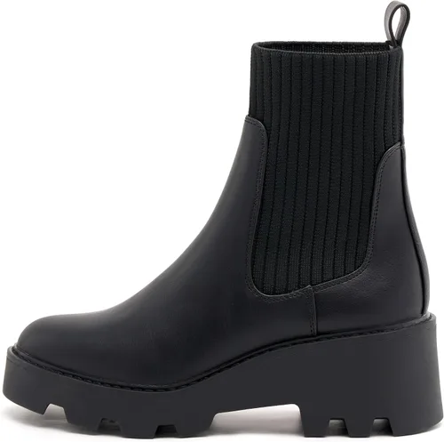 Miniatura 2 de vodvob Botas Chelsea elásticas para mujer, tacón grueso, plataforma, suela de lengüeta, botines al tobillo