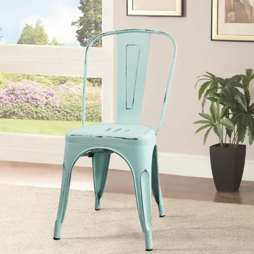 Miniatura 2 de Devoko Sillas de metal para interiores y exteriores, estilo envejecido, sillas de comedor y cocina, sillas laterales apilables con respaldo, juego