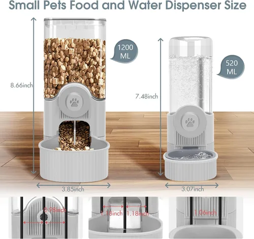 Miniatura 2 de Yummy Sam Jaula colgante dispensador automático de botellas de agua para mascotas pequeñas, alimentador automático desmontable de gravedad de 1.2 L