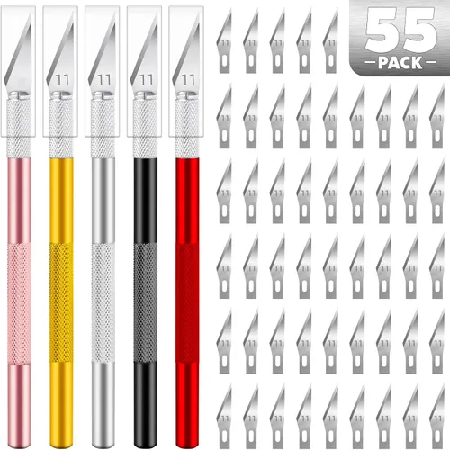 Miniatura 11 de Cuchillo Exacto, 1 cuchillo de manualidades con 10 cuchillas de acero de alto carbono, cuchillos afilados para manualidades, precisión, exacción