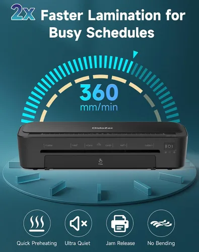 Miniatura 5 de Máquina Laminadora OidoZac, Tecnología Antiatasco de 11 en 1 con 36 Hojas Laminadoras, Laminadora Térmica de 9 Pulgadas A4, Máquina Laminadora A4