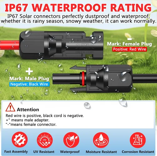 Miniatura 4 de Vansdon Cable de extensión de panel solar de 2 x 50 pies, cable solar de 10 AWG con conectores impermeables hembra y macho para RV, sistemas