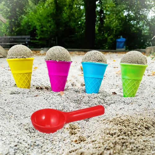 Miniatura 7 de Toyvian Juego de 6 cucharas de cono de helado para niños, juguetes de playa de plástico, conos de helado de arena y cuchara, juego al aire libre