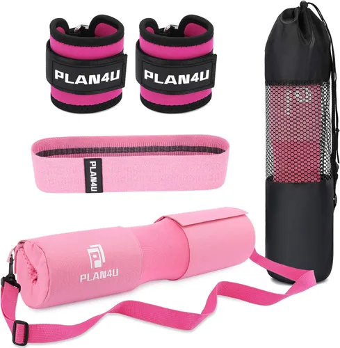 Plan4U Juego de Almohadillas para Barra de Sentadillas y Empujes de Cadera, Cojín de Espuma Mejorado para Levantamiento de Pesas con Soporte para