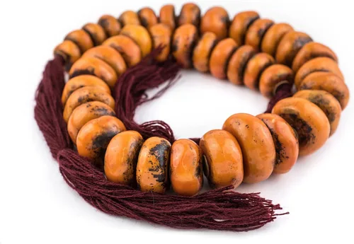 Miniatura 5 de TheBeadChest - Cuentas de resina marroquí, mandarina, extra grandes, 1.496 pulgadas, color naranja africano, redondo, agujero grande, 38 pulgadas