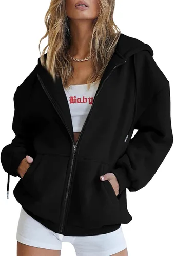 Lingbing Sudaderas ligeras con capucha para mujer, sudaderas Y2K con capucha para mujer, sudaderas casuales de manga larga, chaquetas con bolsillos