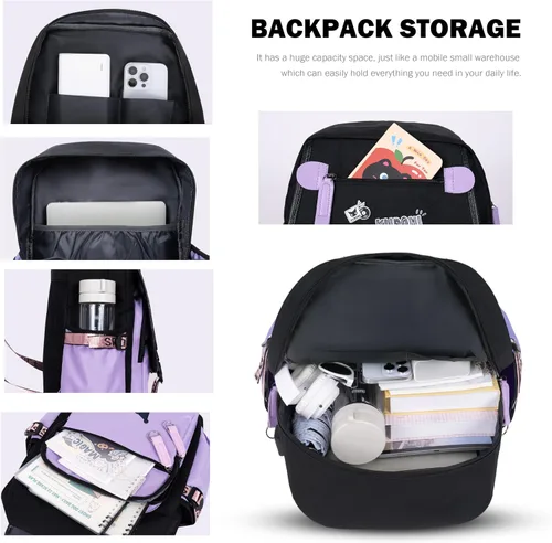 Miniatura 4 de Roffatide Mochila de anime impresa de negocios casual para computadora portátil, mochila para viajes, senderismo, mochila de 17 pulgadas A