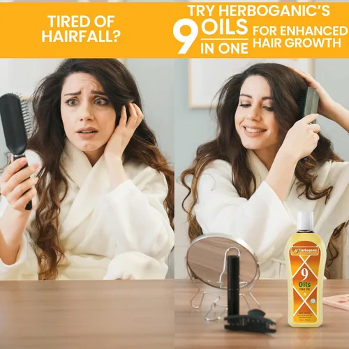 Miniatura 3 de Aceite para el cabello de 9 aceites, mezcla de hierbas de jojoba, almendra, oliva, argán, amla, coco, aceite de ricino, aceite de cebolla y vitamina