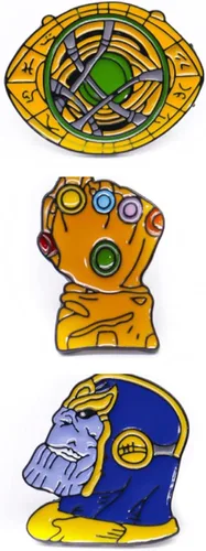 OYSTERBOY 3 broches de esmalte de calidad premium Thanos el infinito guantelete guante ojo de Agamotto Super héroes símbolo para cosplay disfraz