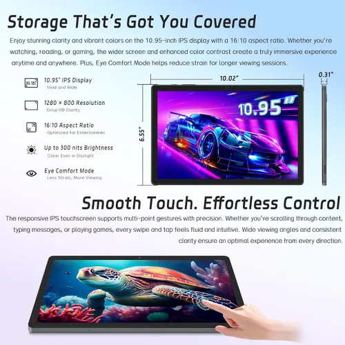 Miniatura 4 de Tableta, tableta Android 15 de 11 pulgadas con 12 GB de RAM 128 GB ROM, 1 TB expandible, cámaras de 5MP+13MP, pantalla HD de 1280 × 800, octa-core