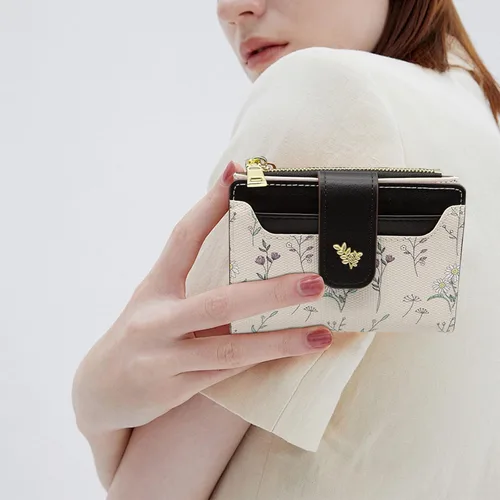 Miniatura 2 de LJCZKA Billeteras pequeñas para mujer, de piel plegable, con cremallera, bolsillo con cremallera, tarjetero floral, para niñas y mujeres con ventana