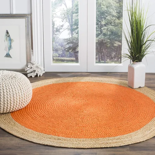 Miniatura 31 de SAFAVIEH Alfombra de Área Redonda de 10' - Colección de Fibra Natural - Verde y Marrón Natural, Yute Hecho a Mano, Diseño de Borde Trenzado (NF801G)