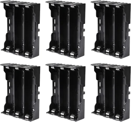 Miniatura 8 de 6 unids 18650 caja de batería titular 2 ranuras x 3.7 V 18650 caja de almacenamiento de batería, en paralelo negro baterías clip caja con pin