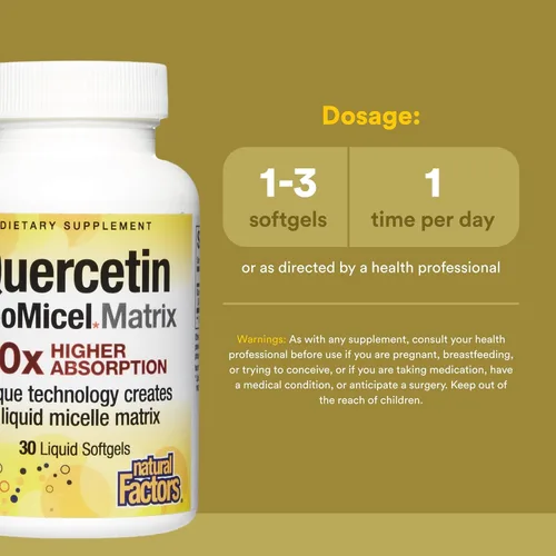 Miniatura 3 de Natural Factors Quercetina LipoMicel Matrix - Apoya la salud inmune y la salud capilar - Suplemento de apoyo antioxidante con quercetina altamente