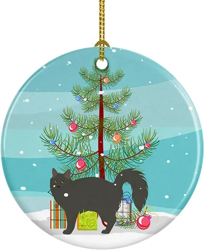 Miniatura 125 de Caroline's Treasures Adorno de cerámica con texto en inglés "Merry Christmas" para colgar en el árbol de Navidad, decoración para el hogar, Navidad