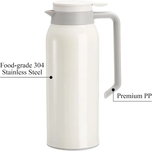 Miniatura 4 de Hacaroa Jarra térmica de acero inoxidable de 50 onzas (1.5 litros), jarra de café al vacío de doble pared, dispensador de retención de calor, jarra