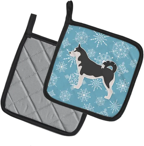 Miniatura 2 de Caroline's Treasures BB3580PTHD - Juego de soportes para ollas de cocina con copos de nieve de invierno y husky siberiano, resistentes al calor