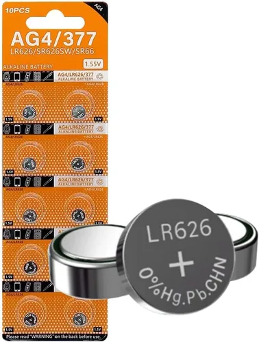 10 unidades de pilas alcalinas AG4 LR626 de botón de 1.5V L626 LR626 LR66 SR626 377 SR626SW, pilas de moneda para relojes, calculadoras, juguetes
