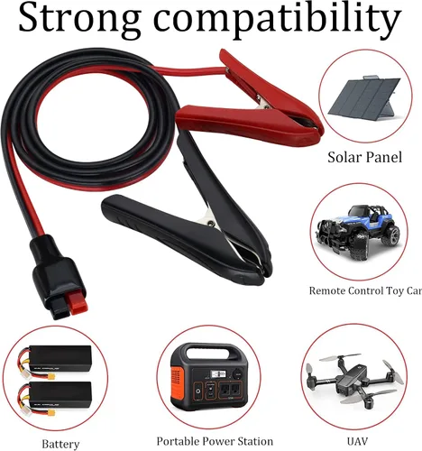 Miniatura 7 de Cable de clip de cocodrilo de 12 AWG 45A (an-der-Son) Cable de clip de cocodrilo a cable de labio C Alli-Gator Clip a 45A enchufe de batería Ca-ble