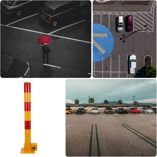 Miniatura 9 de Garneck Bolardo de estacionamiento para estacionamiento, hierro de tráfico, barra de tubo con cerradura, postes de protección de estacionamiento