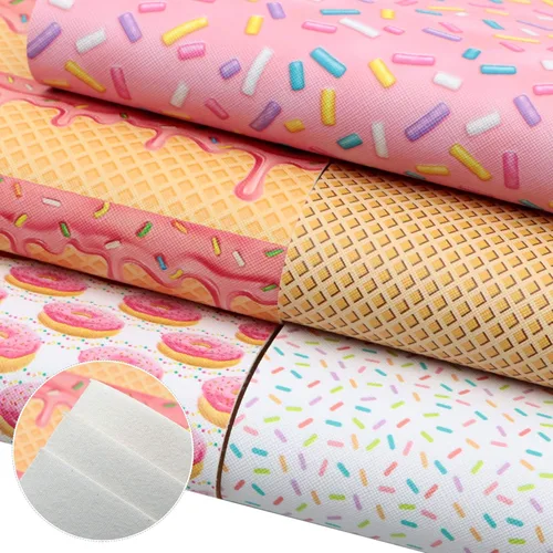 Miniatura 3 de David accessories Hojas de tela de cuero sintético con estampado de donas y cruz, 5 piezas de 7.7 x 12.9 pulgadas (aproximadamente 7.9 in x 13.0 in)
