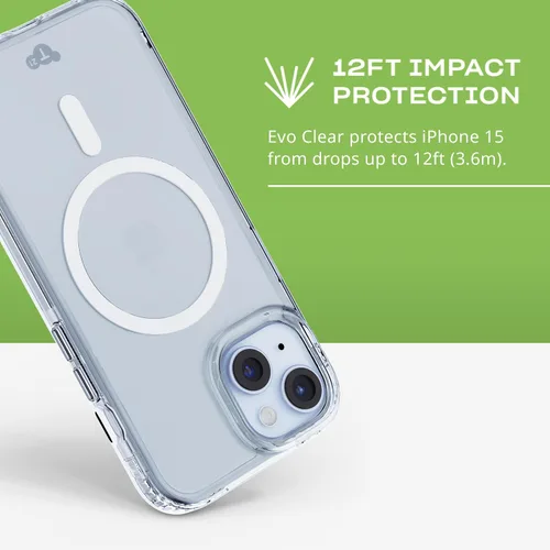 Miniatura 5 de Tech21 Evo - Funda transparente para iPhone 16e y 15, compatible con MagSafe, funda de protección contra impactos, transparente