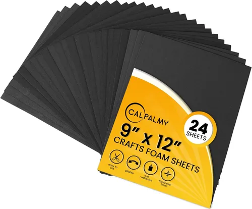 24 hojas de espuma EVA negra para cosplay en hojas de 9 x 12 pulgadas; espuma gruesa de alta densidad 187.4 lbs/m³, 0.079 in (1/12 pulgadas); ideal