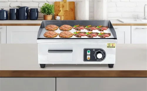 Plancha eléctrica comercial, parrilla eléctrica de 22 pulgadas y parrilla plana 1600 W/110 V, parrilla eléctrica con control de temperatura