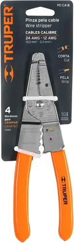 Miniatura 4 de Truper Pelacables y cortador de 8" - Naranja, acero aleado, plástico y caucho