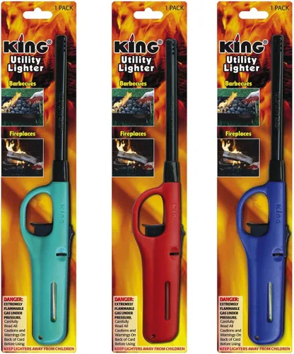 Miniatura 3 de Paquete de 3 Encendedores Multi Utilidad King BKOU172 de Mango Kingdom, Colores Surtidos