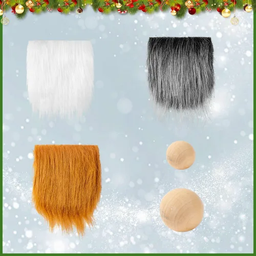 Miniatura 2 de FFchuanhe Paquete de 18 barbas de gnomos para manualidades, juego de bolas de madera de gnomos precortadas de piel sintética, adecuado para Navidad
