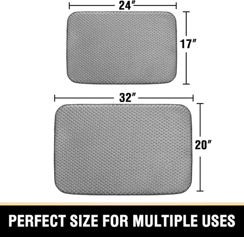 Miniatura 2 de H.VERSAILTEX Juego de alfombras y tapetes de baño, 2 piezas absorbentes de espuma viscoelástica, antideslizantes, suaves y peludas para baño, Gris