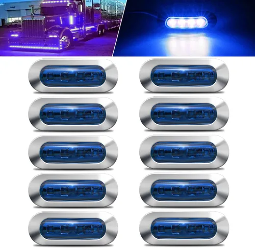 Miniatura 9 de ALFU 10 luces LED ámbar DC12V-24V 4 LED indicadoras de marcador lateral lámpara delantera trasera luz interior con bisel cromado universal