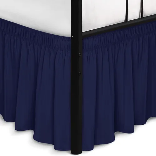Miniatura 16 de Biscaynebay Faldas de cama envolventes con esquinas divididas para camas Twin/Twin XL de 15 pulgadas de caída, volantes de polvo elásticos Negro
