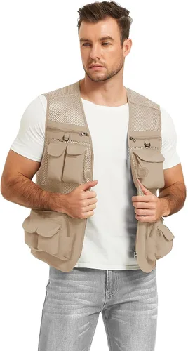 Miniatura 4 de Chaleco Flygo para hombre, para pesca, trabajo, safari, viaje de reportajes o para actividades al aire libre en verano, con bolsillos