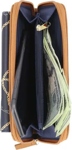 Miniatura 4 de Nautica Bulk Cargo - Cartera RFID para mujer, organizador con cremallera alrededor, Anchor Aweigh