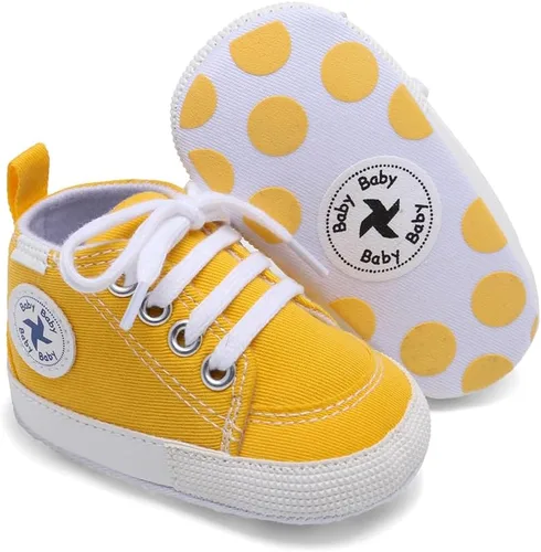 Miniatura 2 de Baby Girls Boys Shoes Soft Anti-Slip Sole Newborn First Walkers High Top Canvas Denim Unisex Infant Sneaker