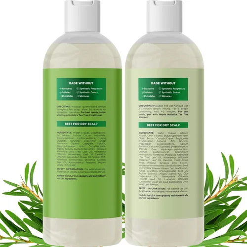 Miniatura 4 de Juego de champú y acondicionador de árbol de té, champú y acondicionador aclarante sin sulfato para el cuidado del cabello graso y el cuero