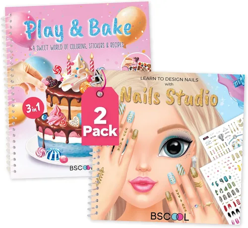 Miniatura 8 de BSCOOL Nails Studio Learn to Design Nails Activity Book for Girls Ages 5+ – 2 Pack – Nail Art Sticker Design Book with Guides – Creative Birthday