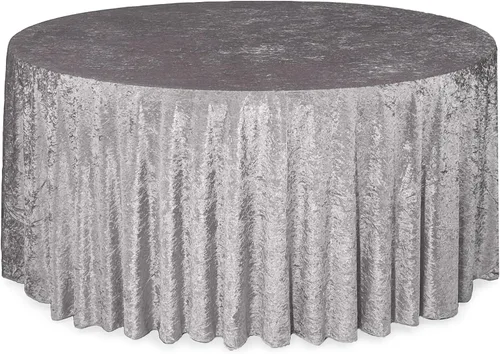 Miniatura 16 de YOUR CHAIR COVERS - Mantel redondo de terciopelo triturado de 120 pulgadas para mesas redondas de 5 pies - Azul polvoriento Azul empolvado