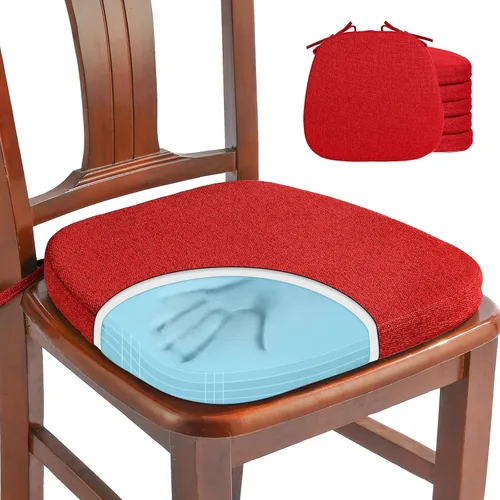 Miniatura 37 de SINOSSO Paquete de 4 cojines de espuma viscoelástica para sillas de comedor, tela tejida amigable de 16 pulgadas en forma de U, cómodas almohadillas