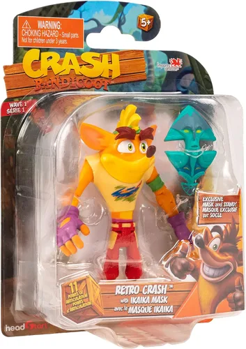 Miniatura 3 de BANDAI Crash Bandicoot Figuras de acción Retro Crash con máscara Juguete retro de 4.3 in con máscara y accesorios de soporte Verde, morado, rojo