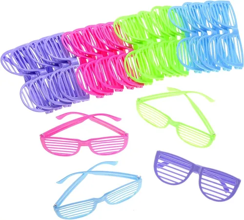 PowerTRC Lentes de sol de los años 80 para niños, colores surtidos, paquete de 24 Recuerdos de fiesta, rellenos de bolsas de golosinas, suministros